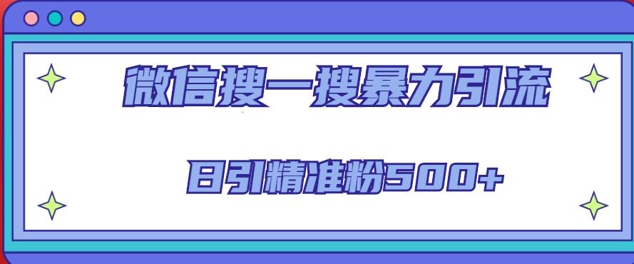 图片[1]-微信搜一搜引流全系列课程，日引精准粉500+（8节课）